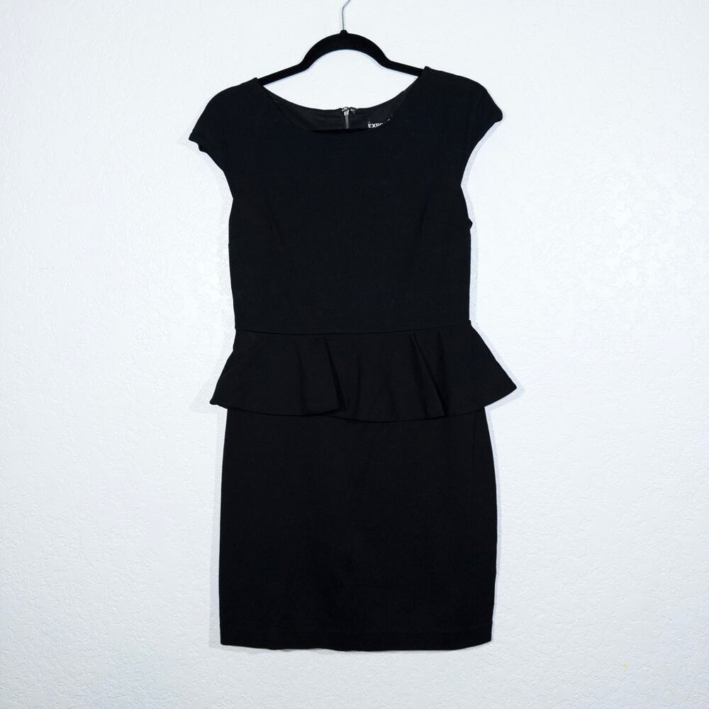 Express Black Peplum Midi Dress